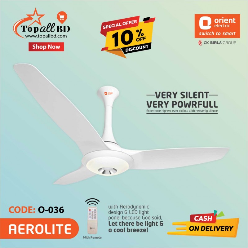 ORIENT 48" AEROLITE CEILING FAN (WHITE)