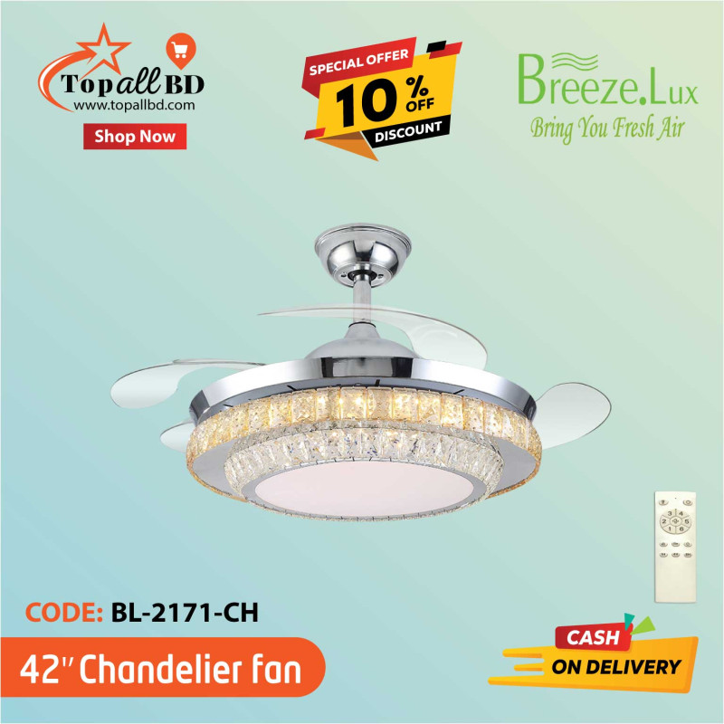 48'' BREEZE.LUX CHANDELIER CEILING FAN 4 BLADE BL-2171-CH