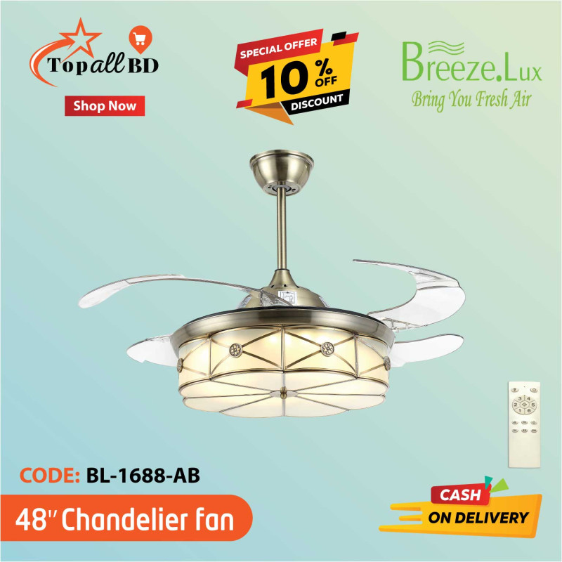 48'' BREEZE.LUX CHANDELIER CEILING FAN 4 BLADE BL-1688-AB